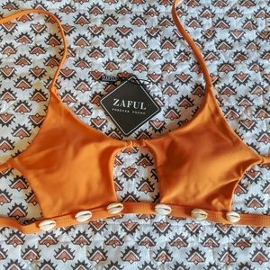 Orange Shell Bikini Top